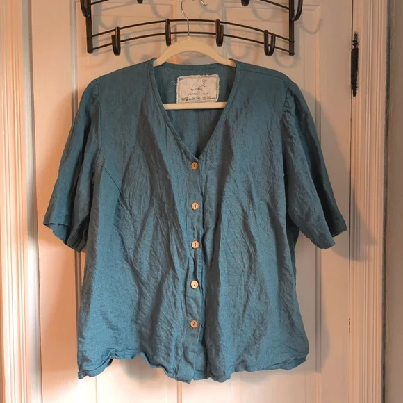 notPERFECT LINEN ISLA Top, XXL, Deep Turquoise - Picture 1 of 6